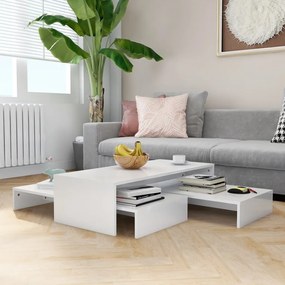 Set Tavolini Ad Incastro Bianco Lucido 100x100x26,5 Cm /