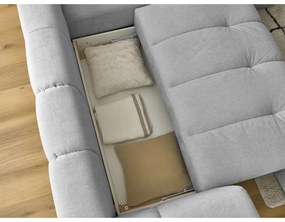 Divano angolare grigio chiaro allungabile e con contenitore (penisola a destra/a L) Fuji – Bobochic Paris