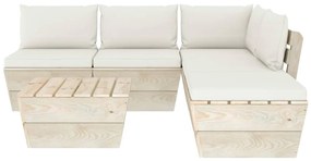 Set divani da giardino su pallet 6 pz con cuscini legno abete