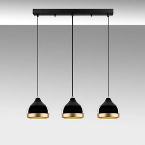 Lampadario a sospensione con cavo YILDO 3xE27/40W/230V nero/oro