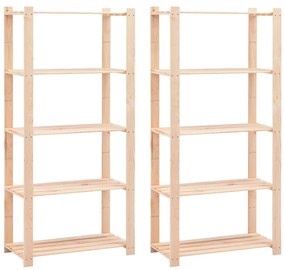 Scaffali A 5 Livelli 2 Pz 80x38x170 Cm İn Massello Pino 250 Kg /