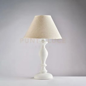 Lume in legno bianco shabby 1 luce con paralume dm.35 cascina