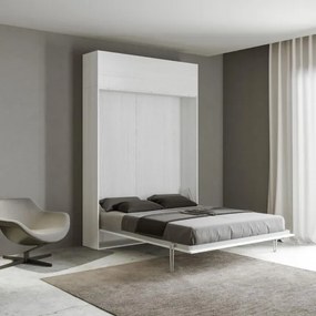 Letto a scomparsa con pensile Bianco Frassino matrimoniale 160 cm KENTARO