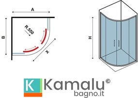 Box doccia 80x80 cristallo 6 mm semicircolare KF2000 - KAMALU