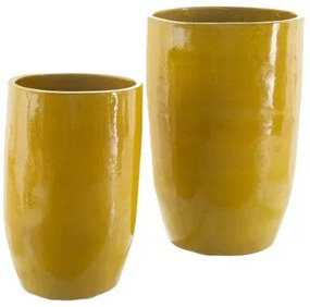 Vaso 52 x 52 x 80 cm Ceramica Giallo (2 Unità)