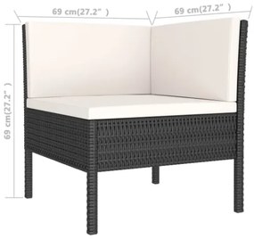 Set Divani da Giardino 8 pz con Cuscini in Polyrattan Nero