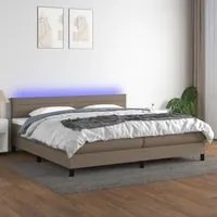 Letto a Molle Materasso e LED tortora 200x200cm in Tessuto 3133265