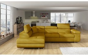 Divano angolare giallo allungabile/con contenitore (con penisola a sinistra/a L) Anton – ELTAP