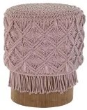 Poggiapiedi DKD Home Decor 43 x 43 x 51 cm Legno Marrone Rosa chiaro Macramé Boho