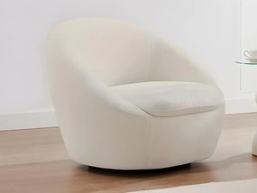 Poltrona girevole arrotondata in Tessuto bouclette Bianco - LACARA