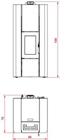 Royal Idro 240 Acs Stufa A Pellet Idro 23 kw Serbatoio 50 Kg 62x72x136 Cm Con Kit Acqua Calda Sanitaria In Acciaio Beige