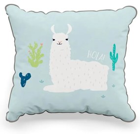 Cuscino decorativo blu per bambini, 45 x 50 cm Llamas - Pinio
