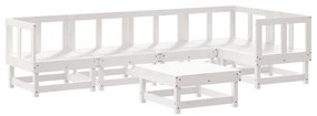 Set divani da giardino 6pz con cuscini in legno massello bianco