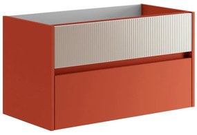 Mobile da bagno sospeso sotto lavabo L 89.5 x H 50 x P 45.5 cm rosso laccato opaco, 2 cassetti Niwa