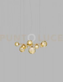 Puppet ring sospensione 9 ambra trasparente oro satinato 9 luci att...