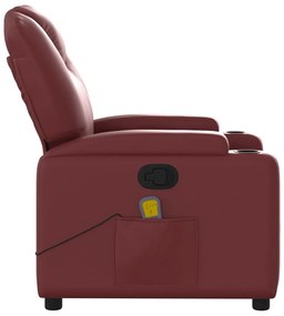 Poltrona massaggiante reclinabile rosso vino in similpelle