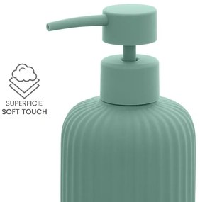 Dispenser sapone verde in ceramica soft touch capienza 330 ml Spring