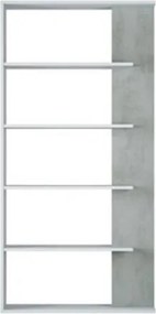 Libreria legno moderna 5 ripiani altezza 180 cm bianco e cemento