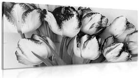 Stampa su tela – Tulipani con tocco primaverile in bianco e nero