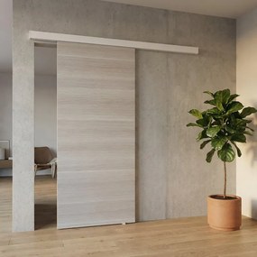 Porta scorrevole reversibile Corn in legno rovere grigio, L 92.5 x H 211.5 cm, con binario Meli