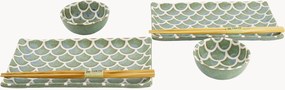 Set di 6 piatti da sushi in porcellana Mermaid, 2 persone