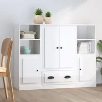 Credenze 3 pz Bianco Lucido in Legno Multistrato 3185321