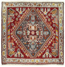 Shiraz Tappeto 60x60 Rosso (Iran) Annodato A Mano