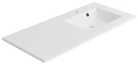 Lavabo integrale a incasso a destra rettangolare Neo L 106 x H 11.2 x P 48.5 cm in composito minerale di resina gelificata bianco