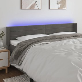 Testiera A Led Grigio Scuro 183x16x78/88 Cm İn Velluto /
