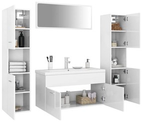 Set mobili da bagno bianco lucido in truciolato