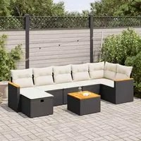 Set Divani da Giardino con Cuscini 8 pz Nero in Polyrattan 3325934