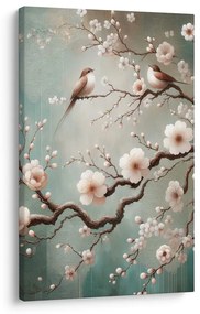 Quadro su tela – Ramo fiorito con uccelli