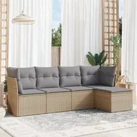 Set Divano da Giardino 5 pz con Cuscini Beige in Polyrattancod mxl 87529