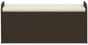 Cassapanca con cuscino marrone 115x51x52 cm in polyrattan