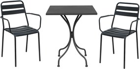 ROMANUS - set tavolo in metallo cm 60 x 60 x 72 h con 2 poltrone Romanus