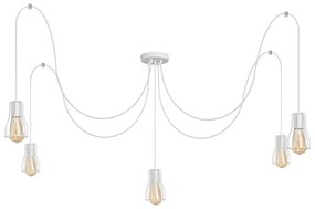Lampadario a sospensione con filo TUBE 5xE27/15W/230V ragno bianco
