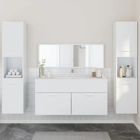 Set Mobili Da Bagno 4 Pz Bianco İn Legno Multistrato /