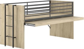 Letto da bambini rialzato di colore naturale con rete inclusa 90x200 cm Sam – Vipack