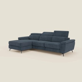 Estro Divano estraibile con chaise-longue e poggiatesta reclinabili in tessuto impermeabile T14 blu