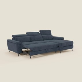 Estro Divano estraibile con chaise-longue e poggiatesta reclinabili in tessuto impermeabile T14 blu