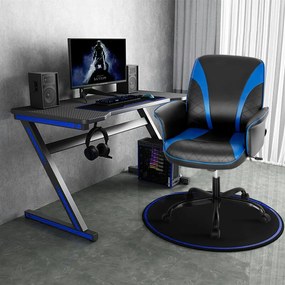 Costway Sedia da gaming regolabile in altezza con braccioli incorporati, Sedia da ufficio ergonomica in pelle PVC Blu