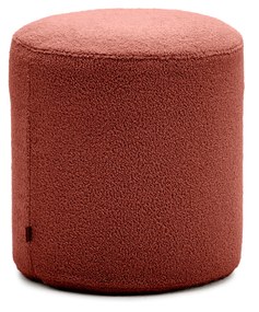 Kave Home - Poggiapiedi sfoderabile Kaeli in tessuto bouclÃ© terracotta Ã˜ 43 cm