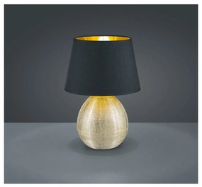 Lampada da tavolo in ceramica nera e tessuto, altezza 35 cm Luxor - Trio