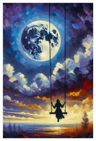 Quadro su tela – Ragazza nella luce della luna