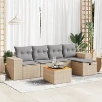 Set Divano da Giardino 6 pz con Cuscini Beige in Polyrattan 3325867