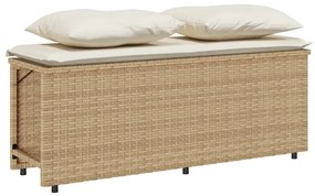 Set da pranzo da giardino 3 pz con cuscini beige in polyrattan