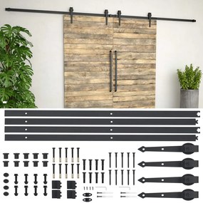 Kit Di Binari Per Porte Scorrevoli 2x183 Cm İn Acciaio Nero /