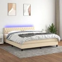 Letto a Molle con Materasso e LED Crema 180x200 cm in Tessuto cod mxl 61021