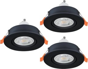 Eglo 902244 - Set 3x faretti LED da incasso BARRANCO, 1x GU10/4,5W/230V, nero