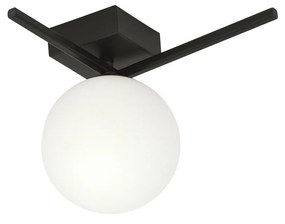 Plafoniera Moderna 1 Luce Imago 1130/1G In Acciaio Nero Vetro Opale